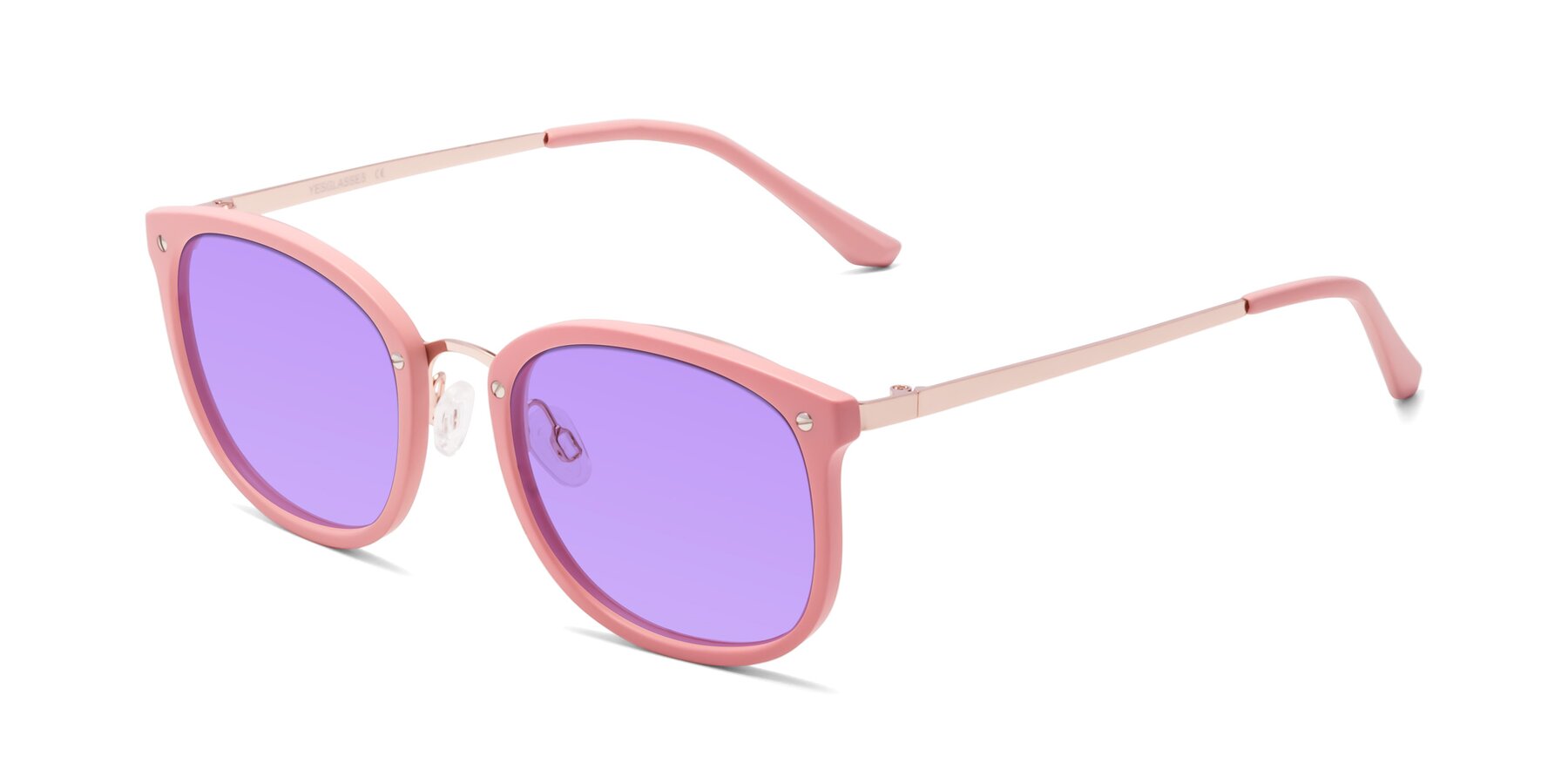 Angle of Timeless in Pink with Medium Purple Tinted Lenses
