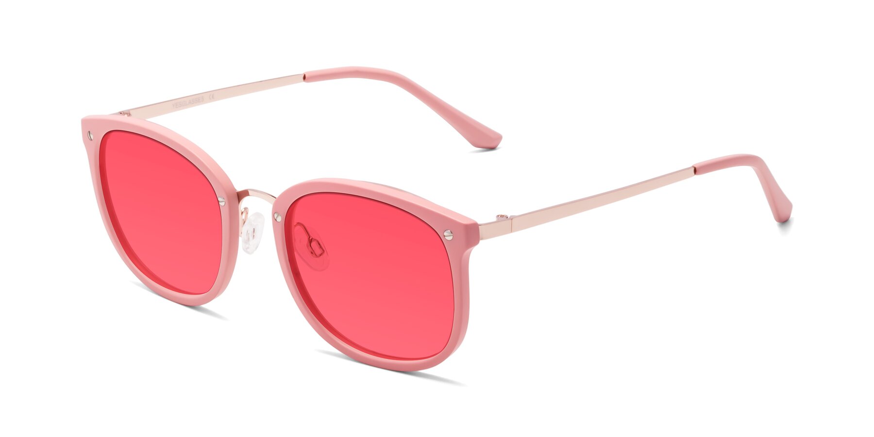 Angle of Timeless in Pink with Red Tinted Lenses
