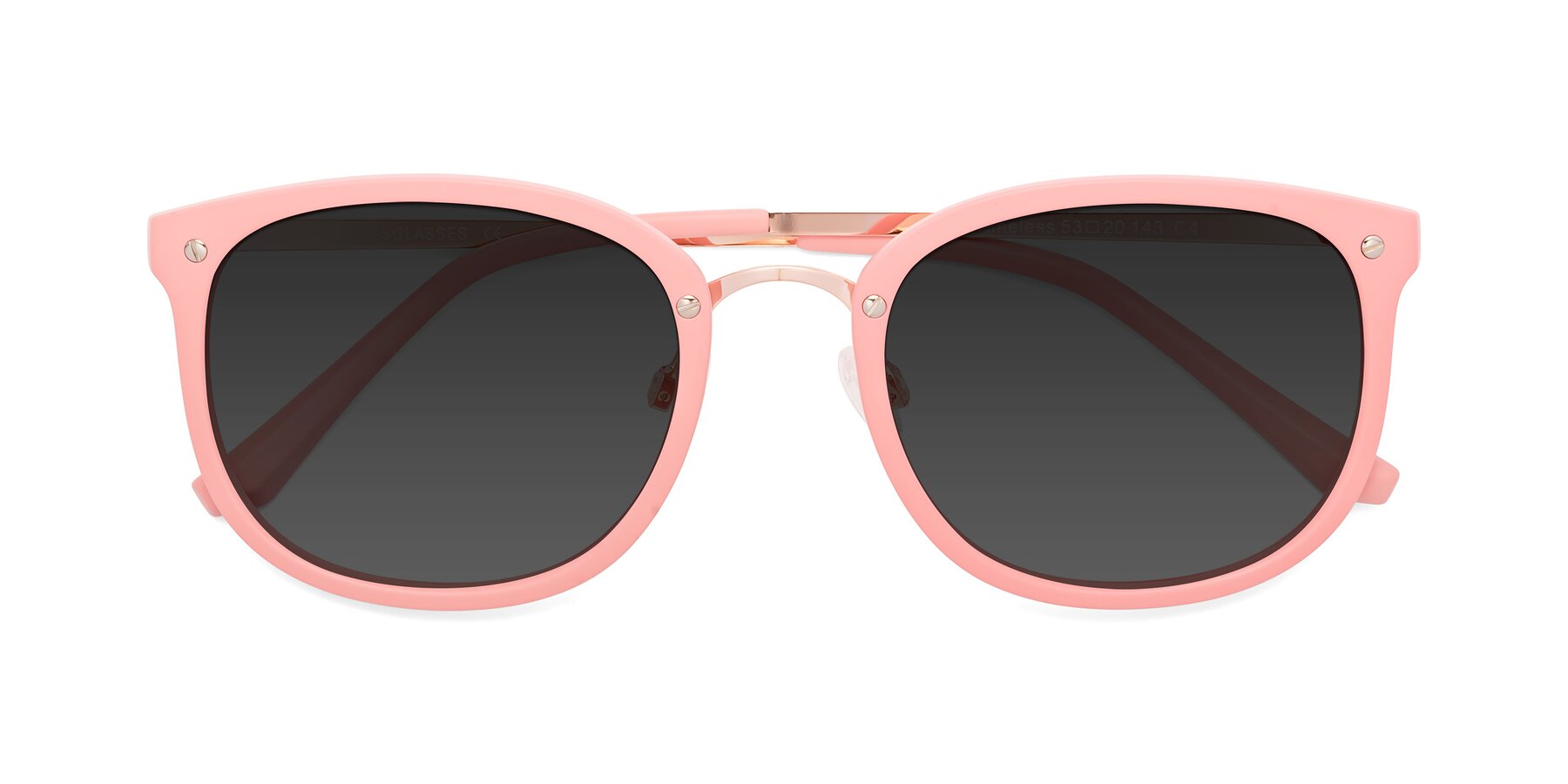 Folded Front of Timeless in Pink with Gray Tinted Lenses