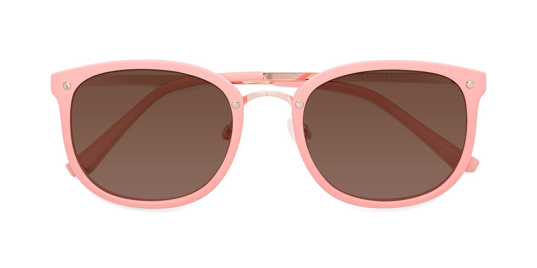 Folded Front of Timeless in Pink with Brown Tinted Lenses