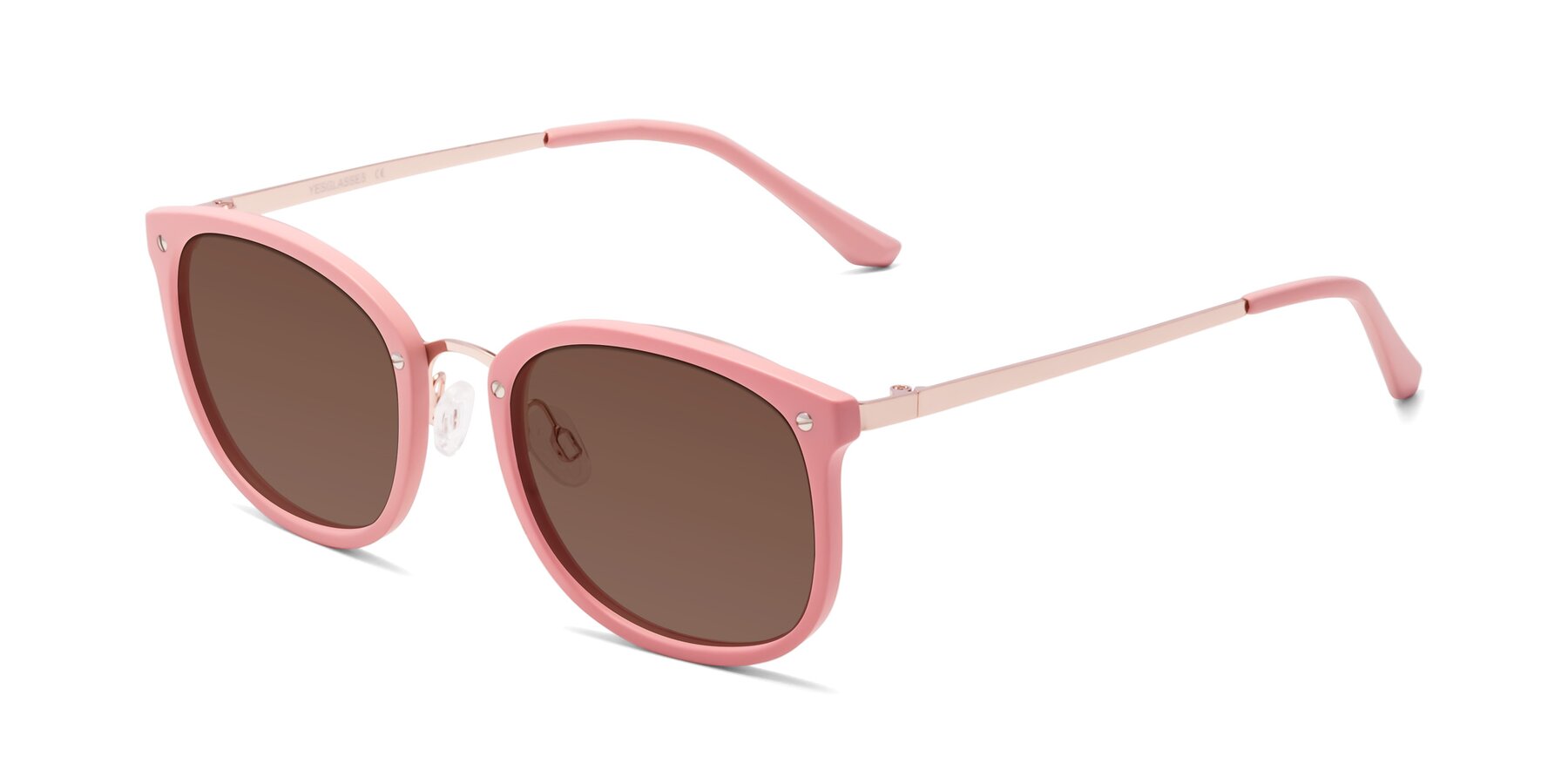 Angle of Timeless in Pink with Brown Tinted Lenses
