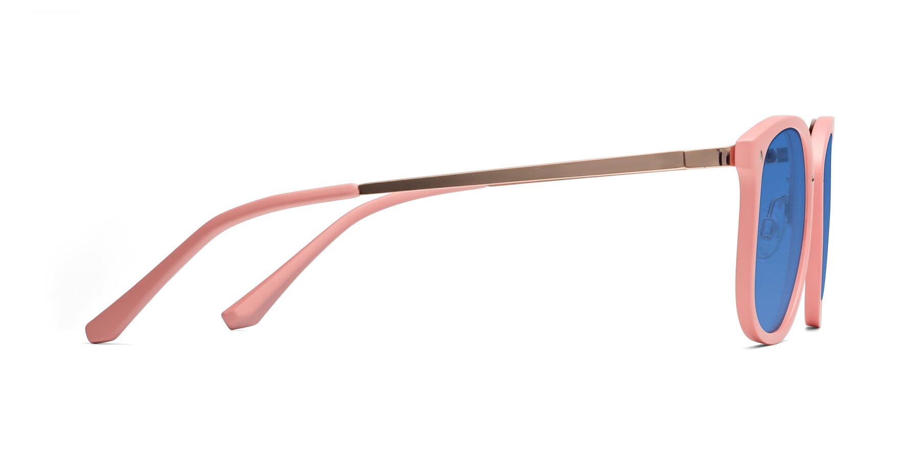 Side of Timeless in Pink with Blue Tinted Lenses