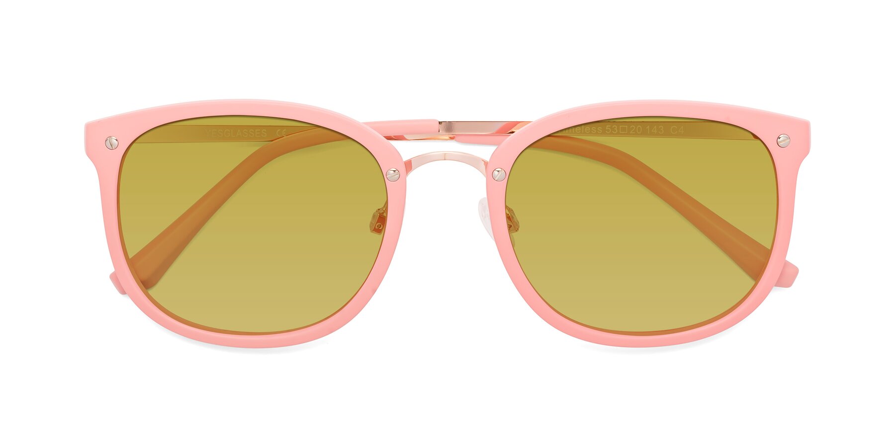 Folded Front of Timeless in Pink with Champagne Tinted Lenses