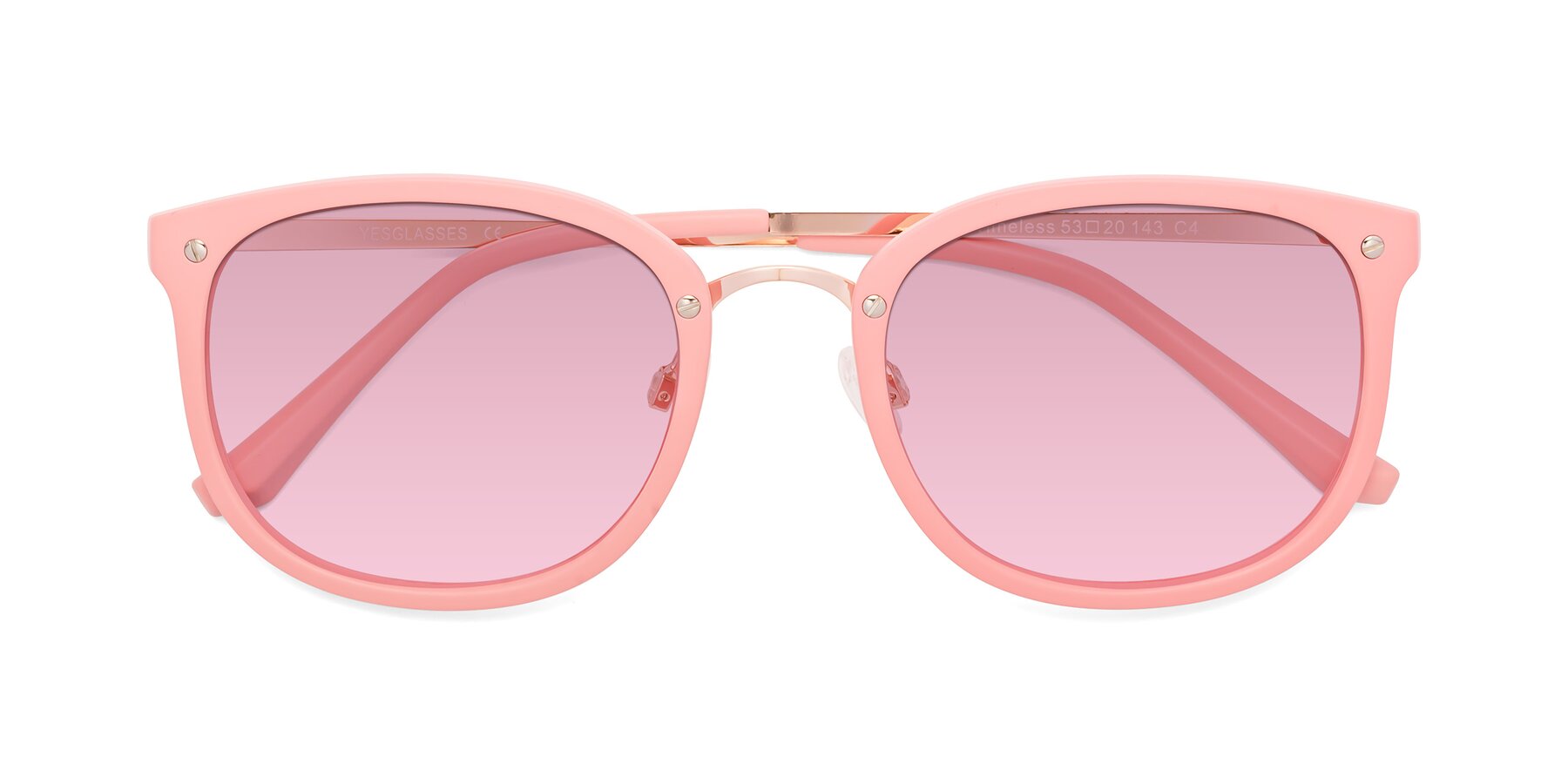 Folded Front of Timeless in Pink with Light Wine Tinted Lenses