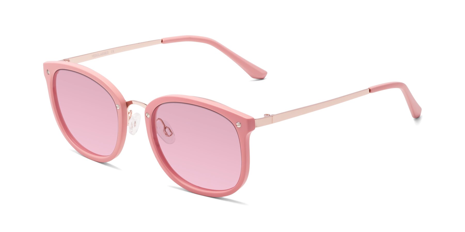 Angle of Timeless in Pink with Light Wine Tinted Lenses