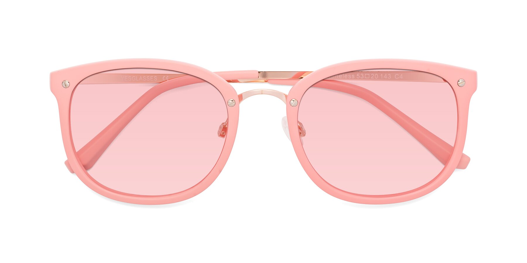 Folded Front of Timeless in Pink with Light Garnet Tinted Lenses