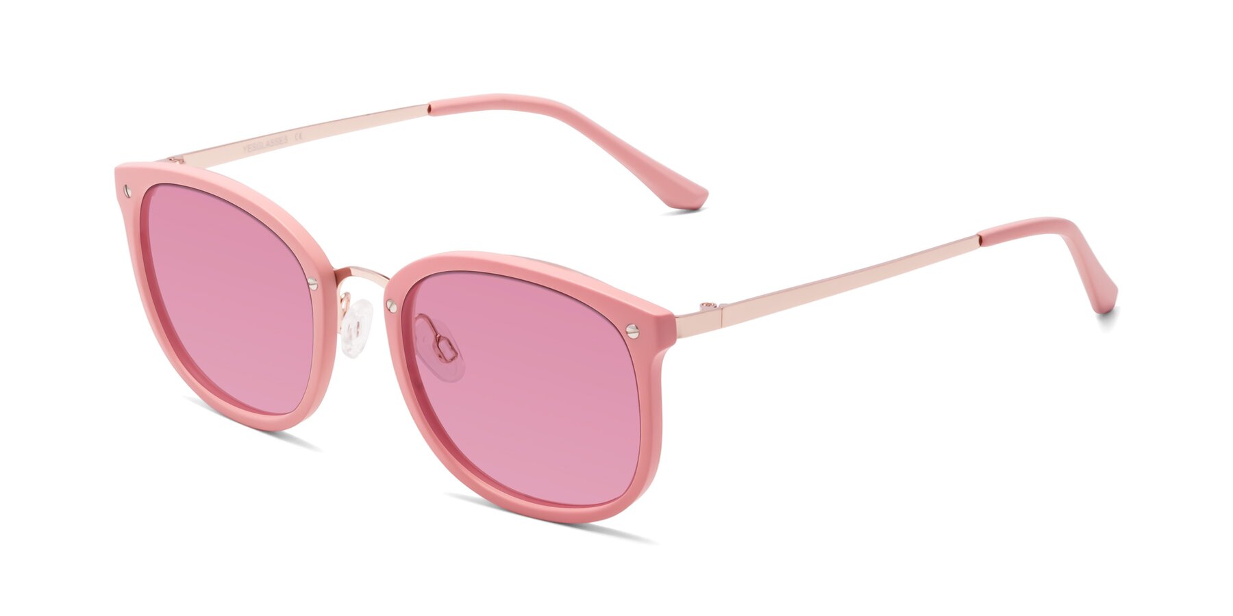 Angle of Timeless in Pink with Medium Wine Tinted Lenses