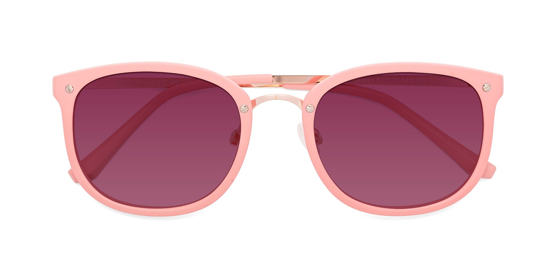 Folded Front of Timeless in Pink with Wine Tinted Lenses