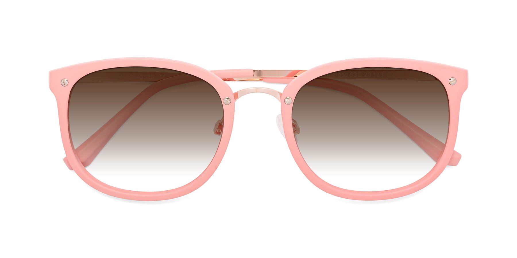 Folded Front of Timeless in Pink with Brown Gradient Lenses