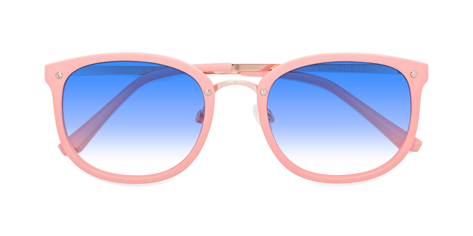 Folded Front of Timeless in Pink with Blue Gradient Lenses