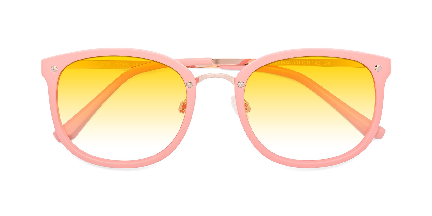 Folded Front of Timeless in Pink with Yellow Gradient Lenses