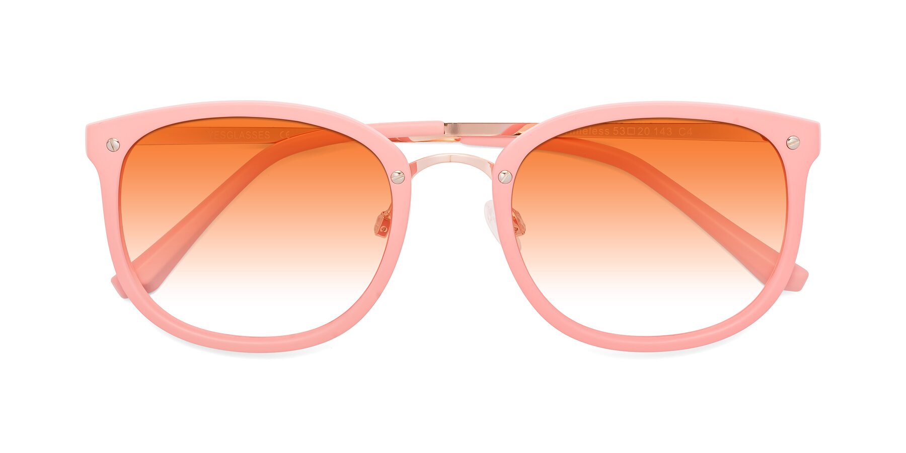 Folded Front of Timeless in Pink with Orange Gradient Lenses