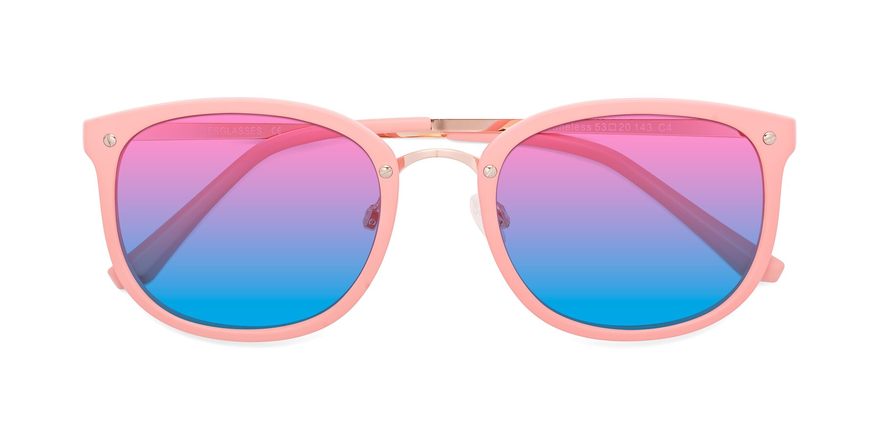 Folded Front of Timeless in Pink with Pink / Blue Gradient Lenses