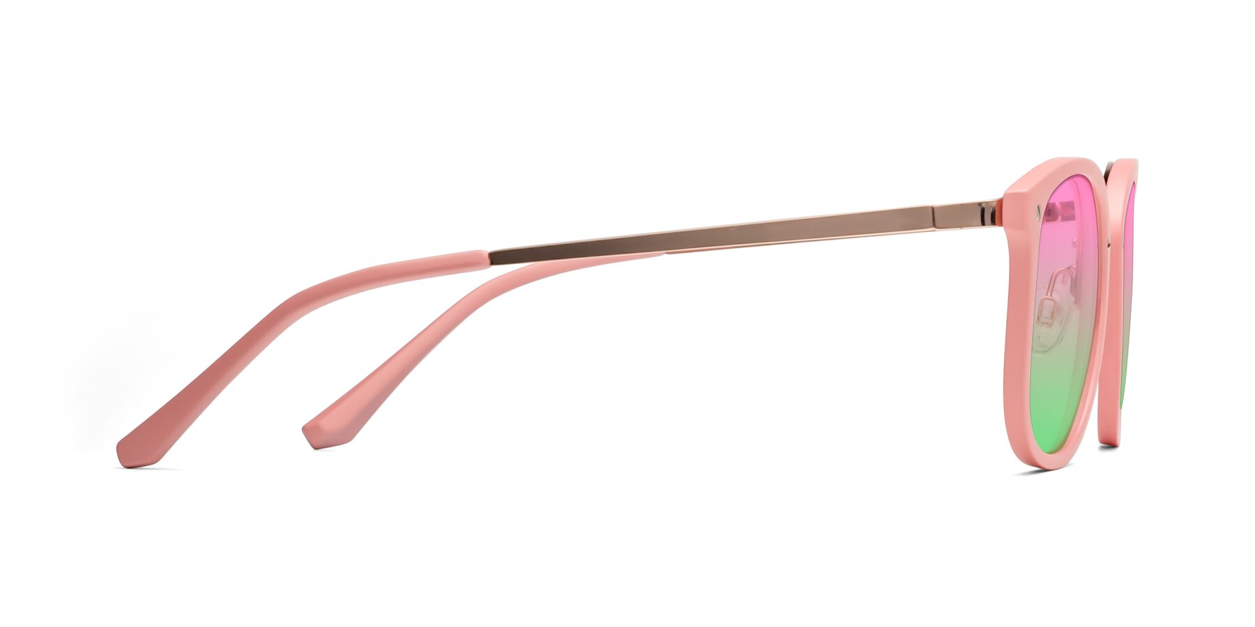 Side of Timeless in Pink with Pink / Green Gradient Lenses