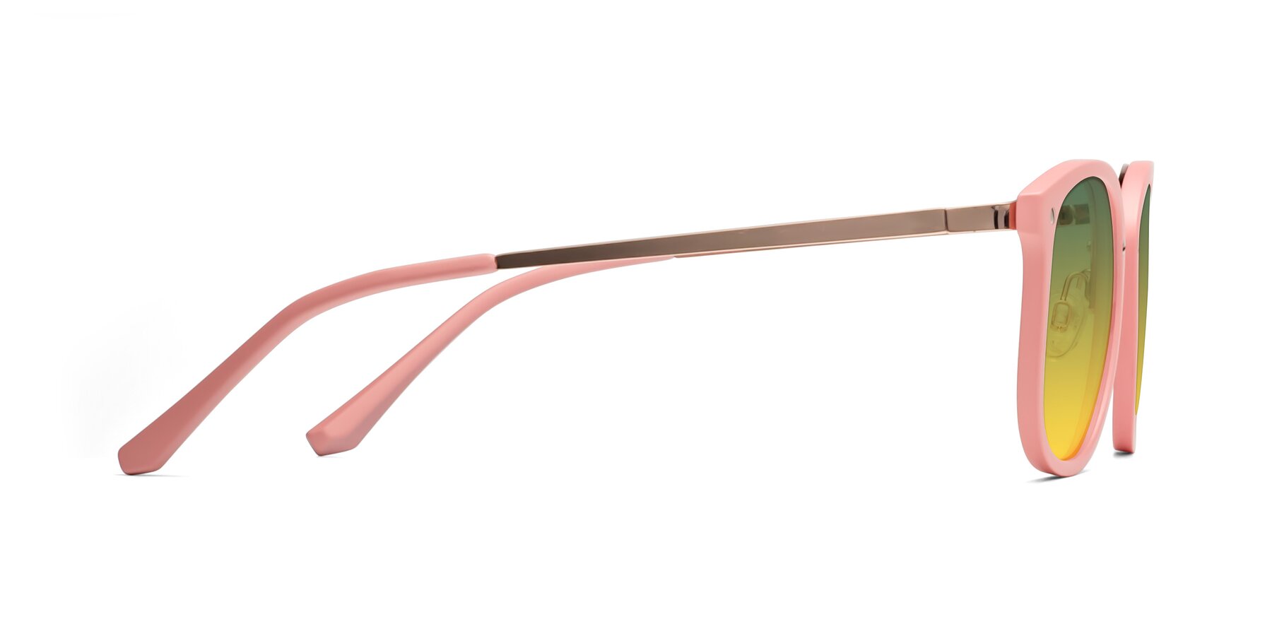 Side of Timeless in Pink with Green / Yellow Gradient Lenses