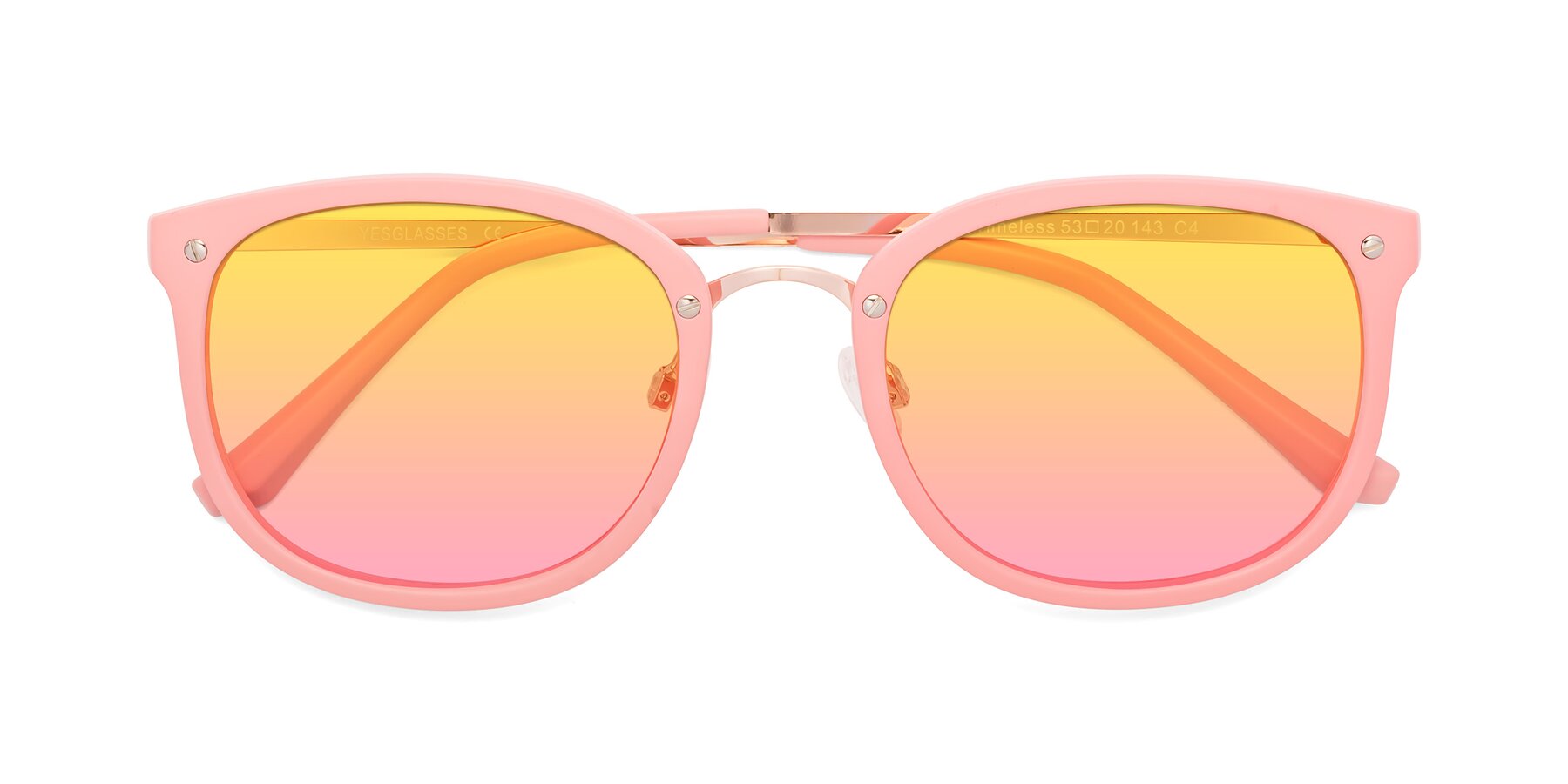 Folded Front of Timeless in Pink with Yellow / Pink Gradient Lenses