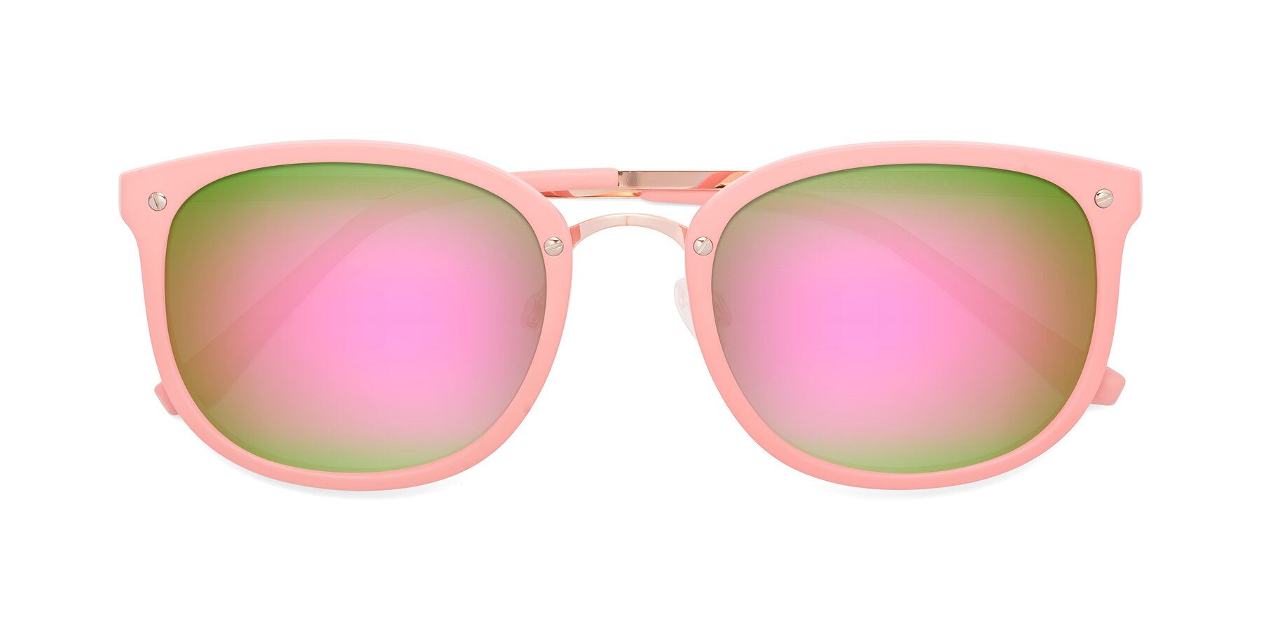 Folded Front of Timeless in Pink with Pink Mirrored Lenses