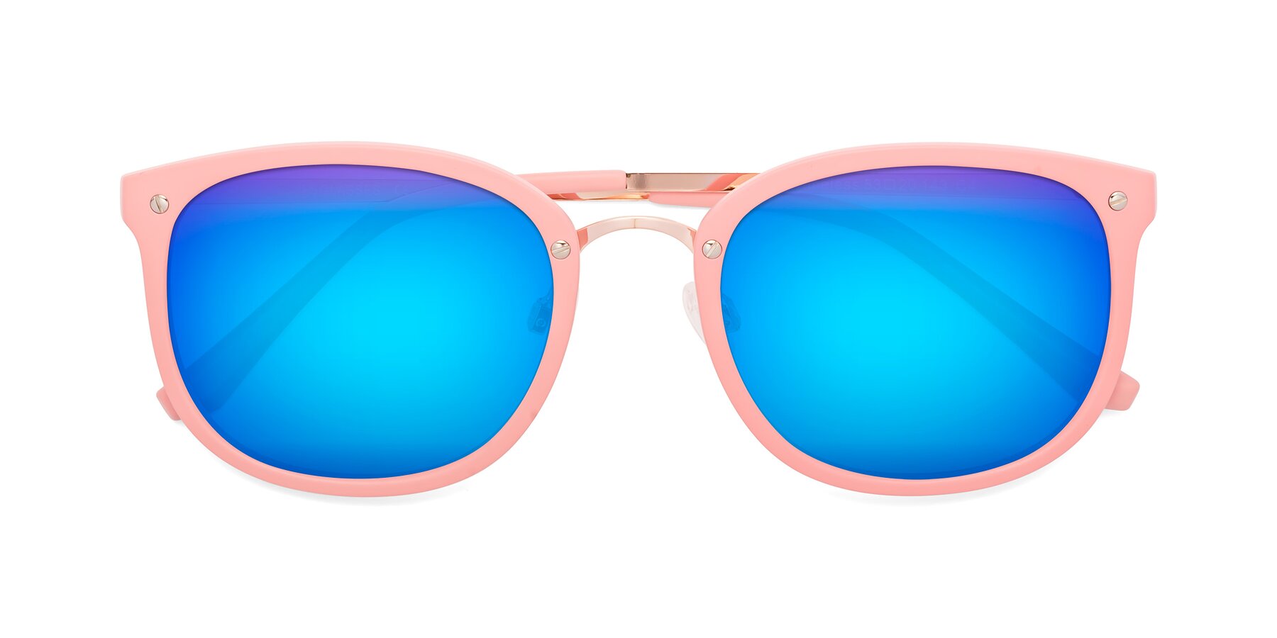 Folded Front of Timeless in Pink with Blue Mirrored Lenses