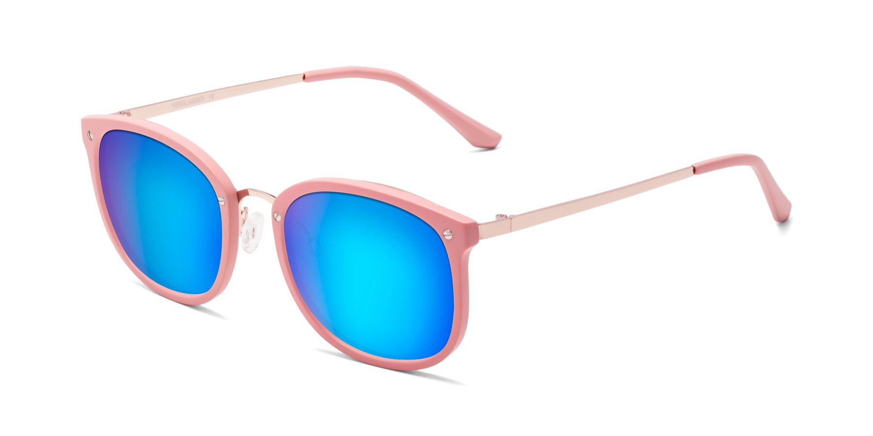 Angle of Timeless in Pink with Blue Mirrored Lenses