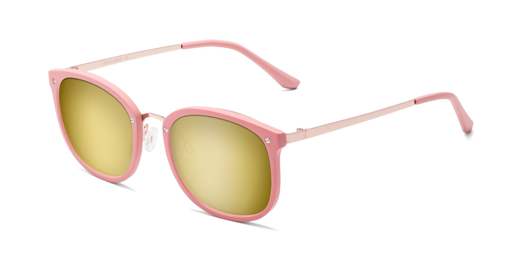 Angle of Timeless in Pink with Gold Mirrored Lenses