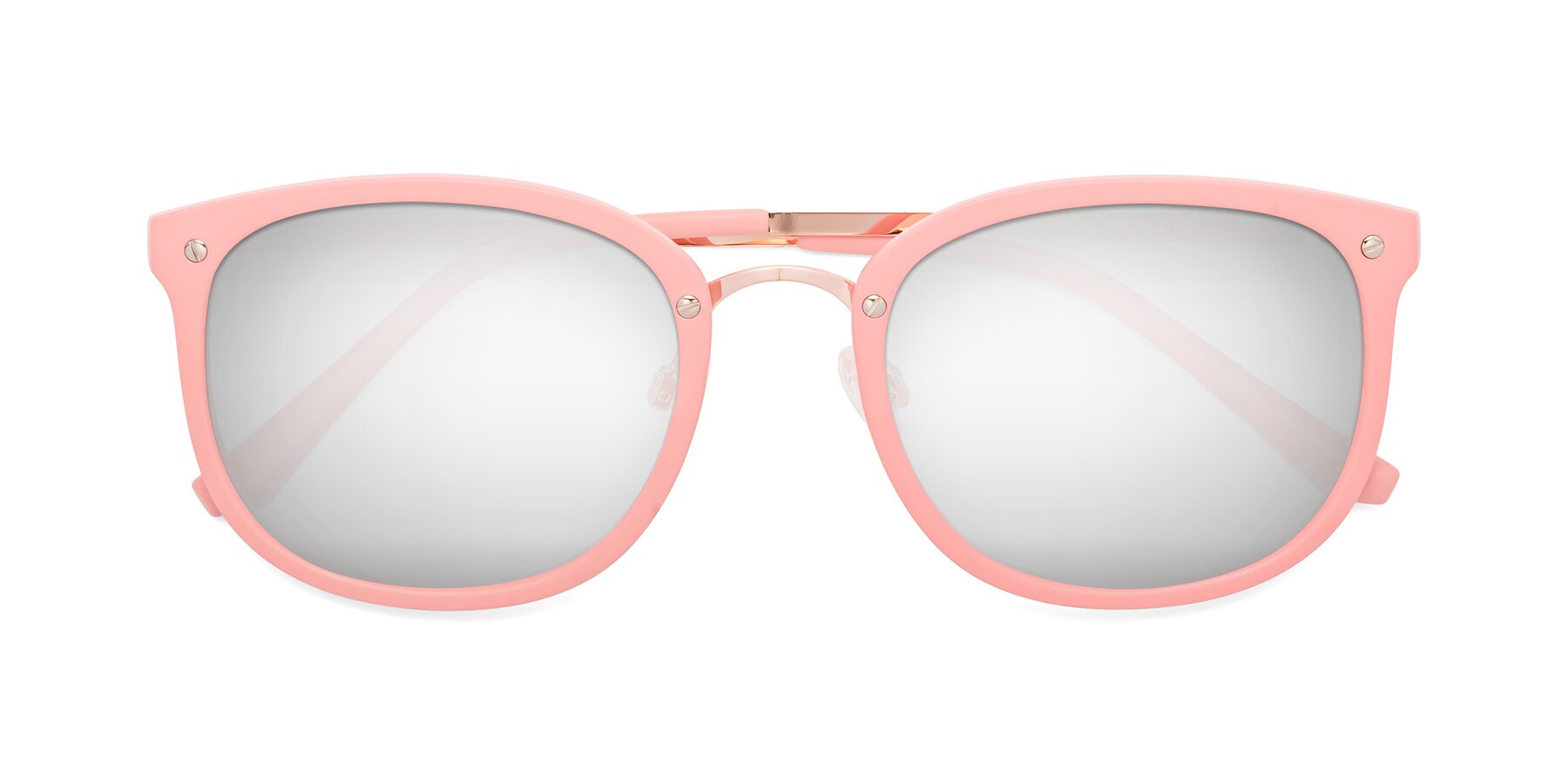 Folded Front of Timeless in Pink with Silver Mirrored Lenses