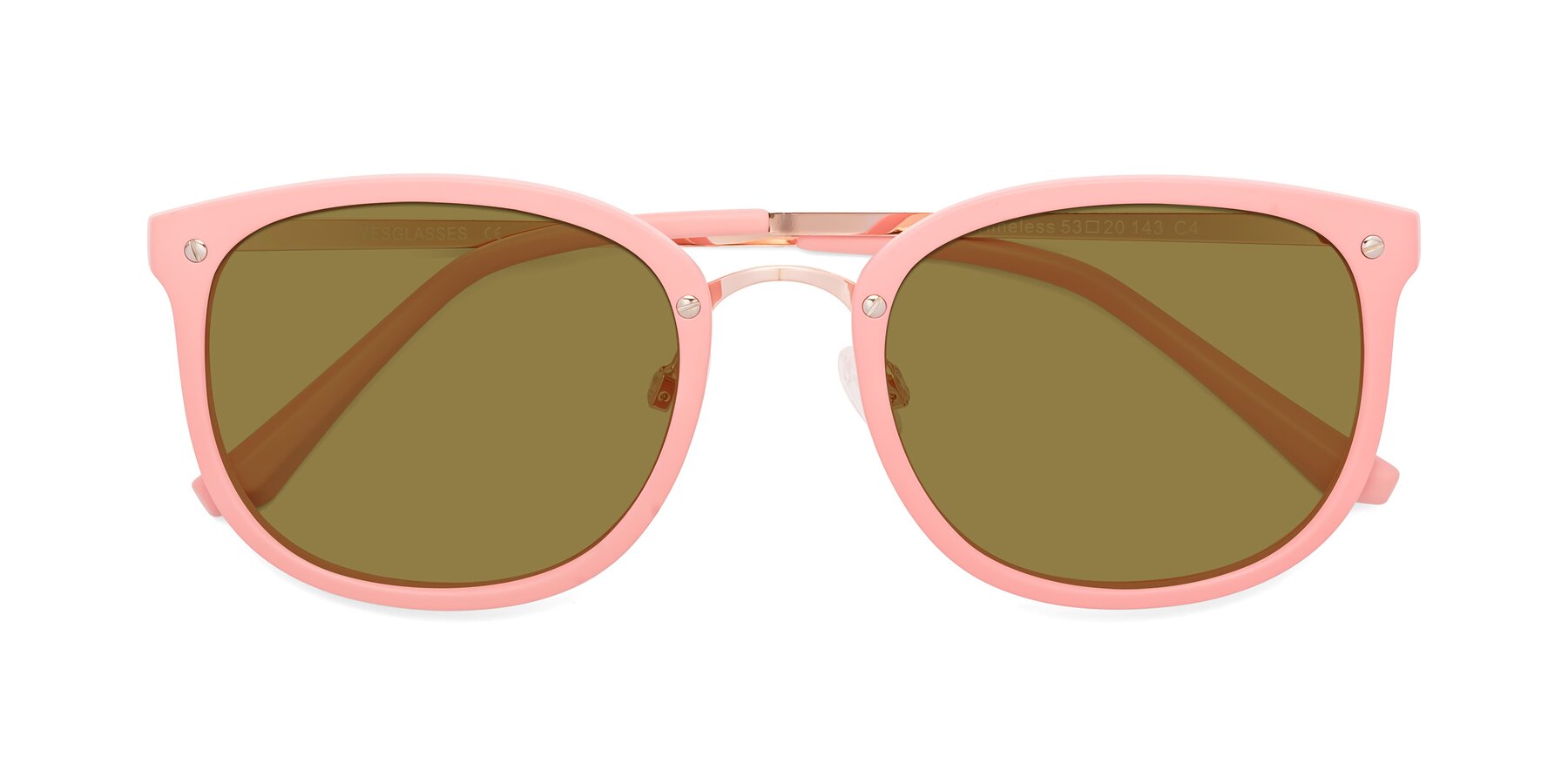 Folded Front of Timeless in Pink with Brown Polarized Lenses