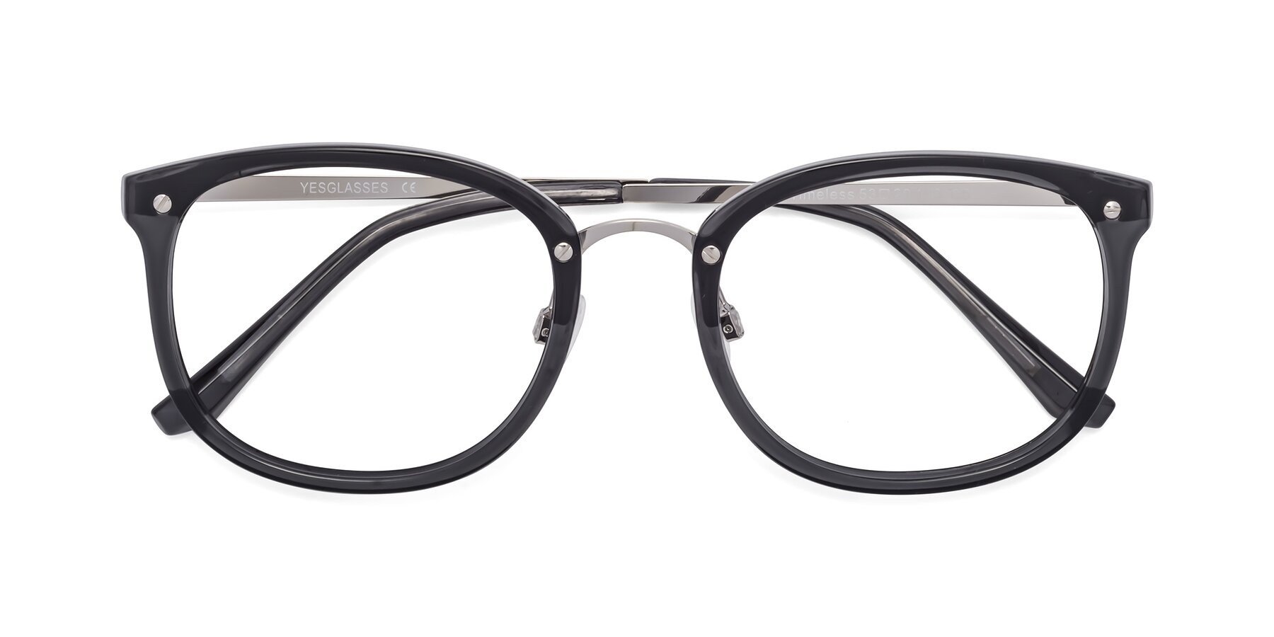 Folded Front of Timeless in Transparent Gray with Clear Blue Light Blocking Lenses