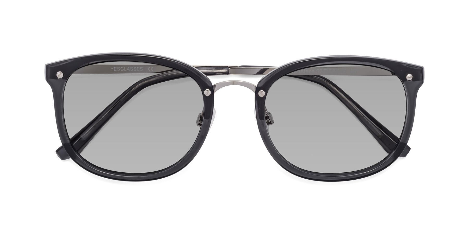 Folded Front of Timeless in Transparent Gray with Light Gray Tinted Lenses