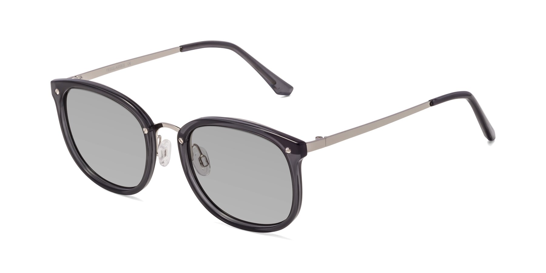 Angle of Timeless in Transparent Gray with Light Gray Tinted Lenses