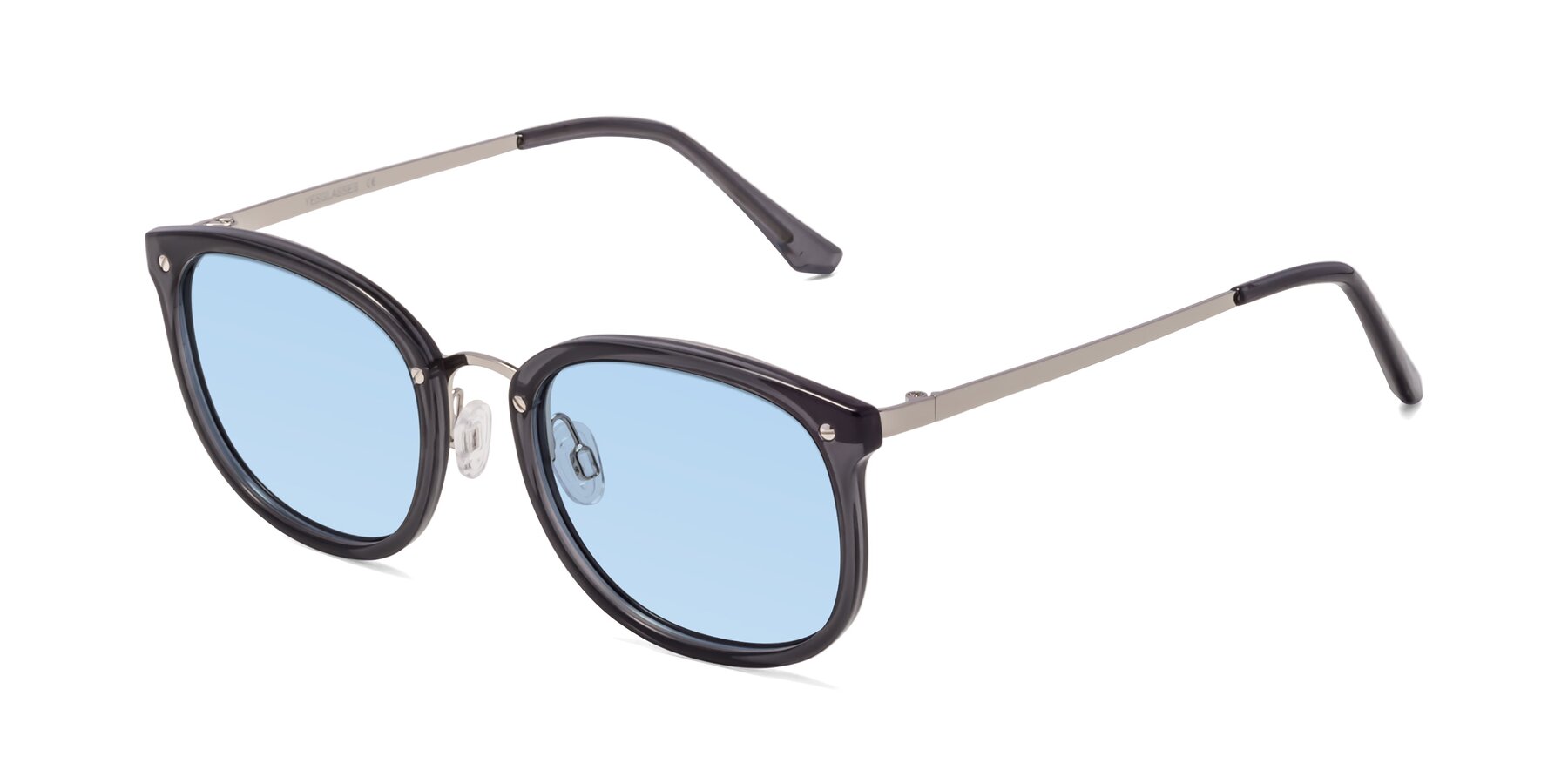 Angle of Timeless in Transparent Gray with Light Blue Tinted Lenses