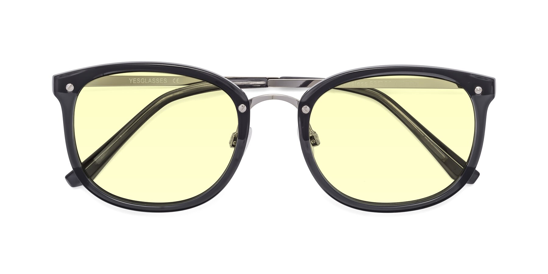 Folded Front of Timeless in Transparent Gray with Light Yellow Tinted Lenses