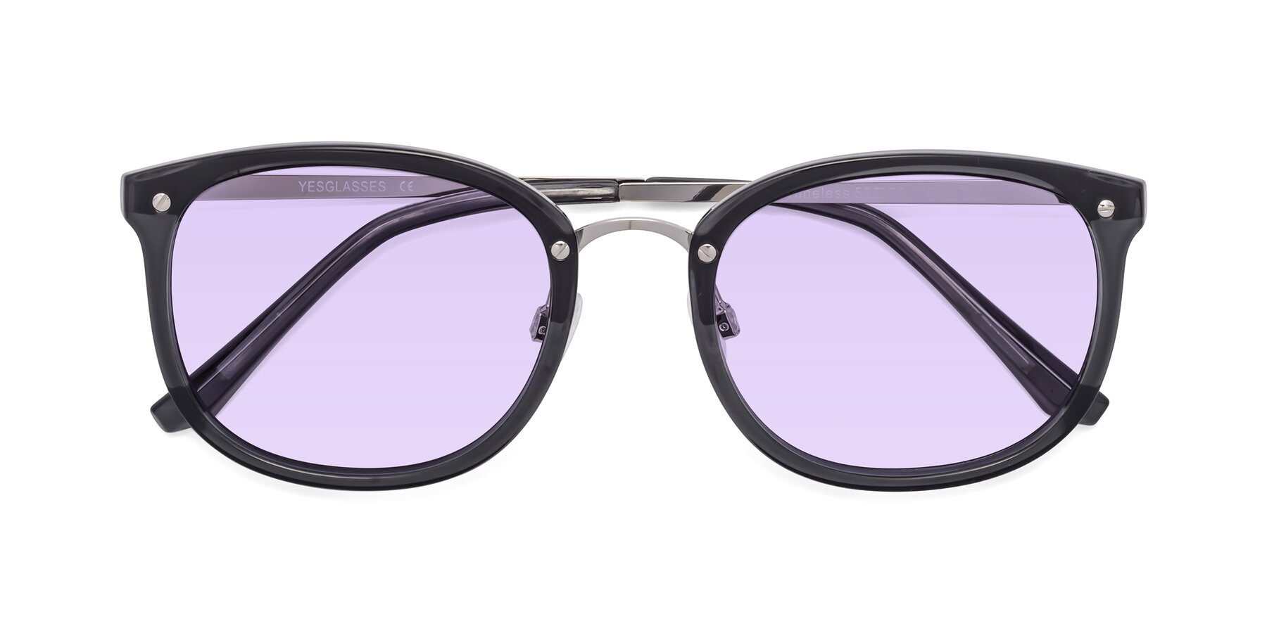 Folded Front of Timeless in Transparent Gray with Light Purple Tinted Lenses