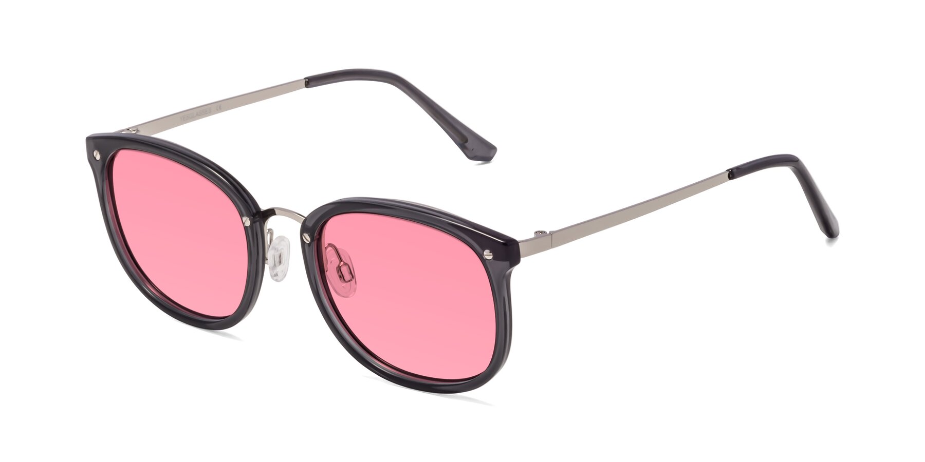 Angle of Timeless in Transparent Gray with Pink Tinted Lenses