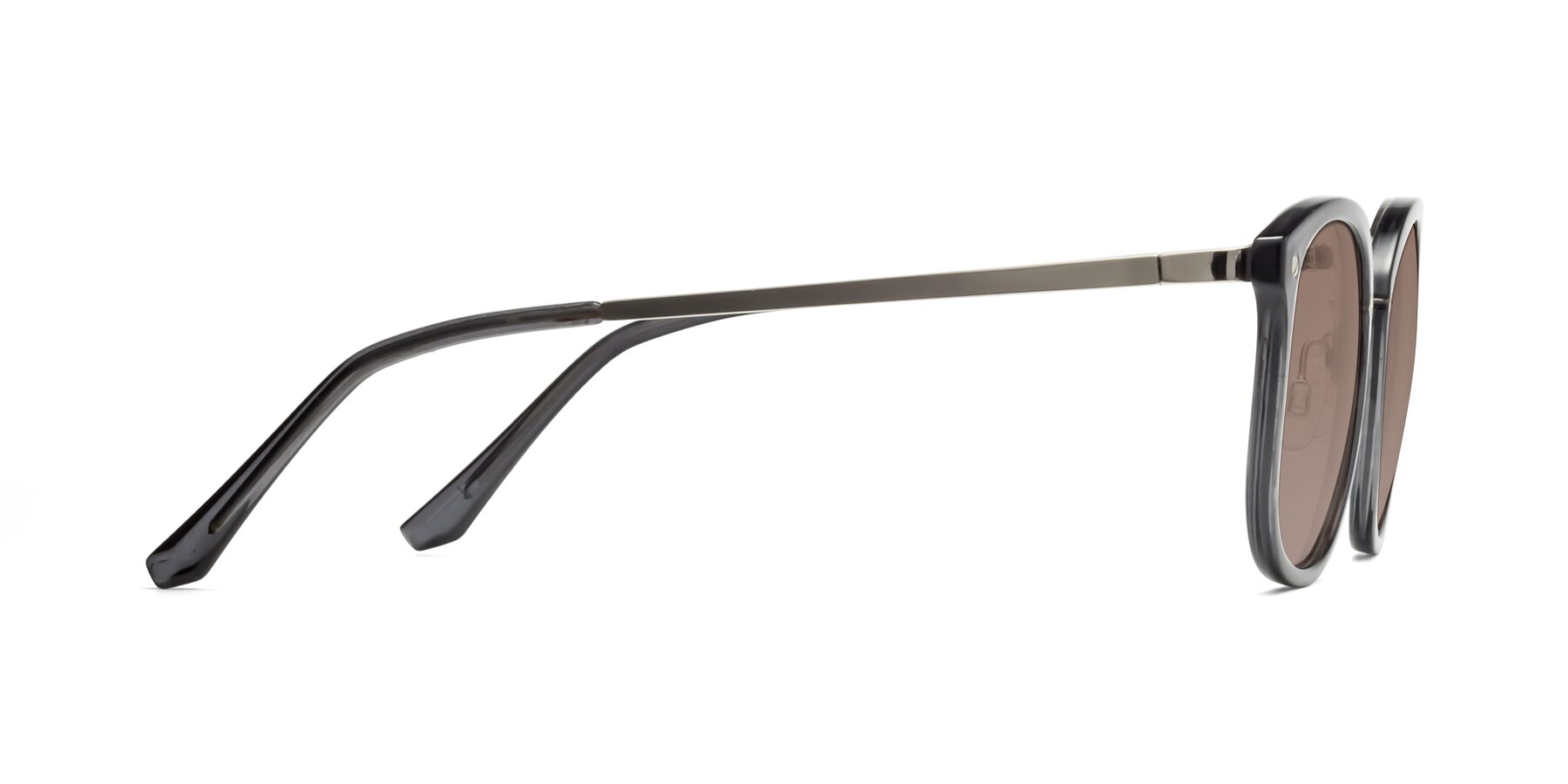 Side of Timeless in Transparent Gray with Medium Brown Tinted Lenses