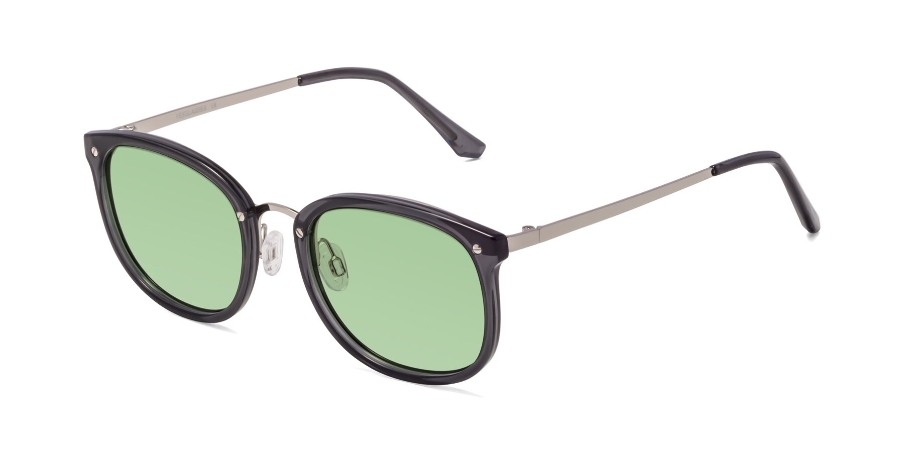Angle of Timeless in Transparent Gray with Medium Green Tinted Lenses