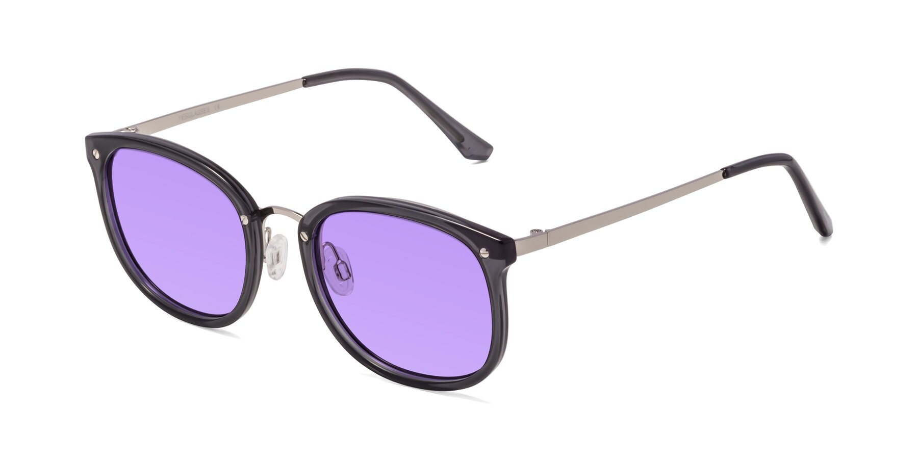 Angle of Timeless in Transparent Gray with Medium Purple Tinted Lenses