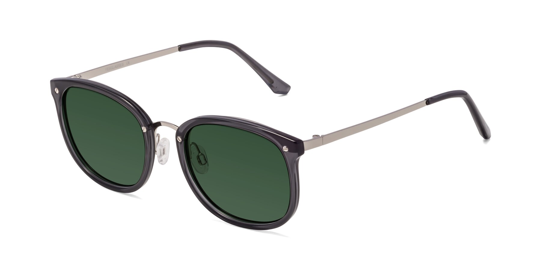Angle of Timeless in Transparent Gray with Green Tinted Lenses