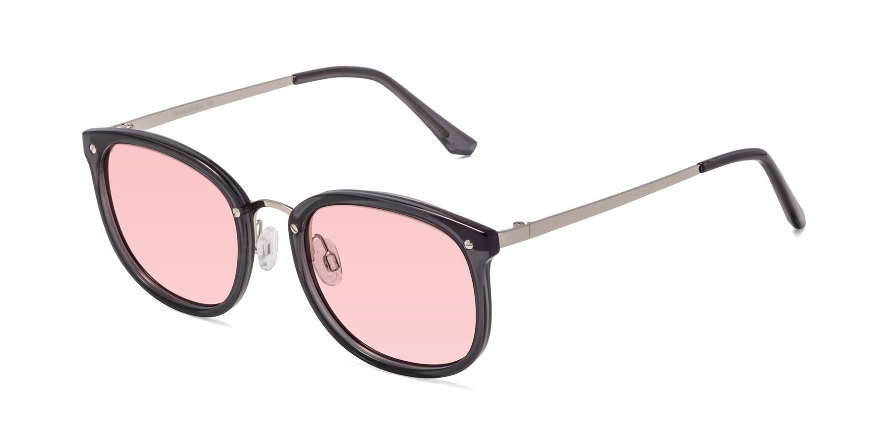 Angle of Timeless in Transparent Gray with Light Garnet Tinted Lenses