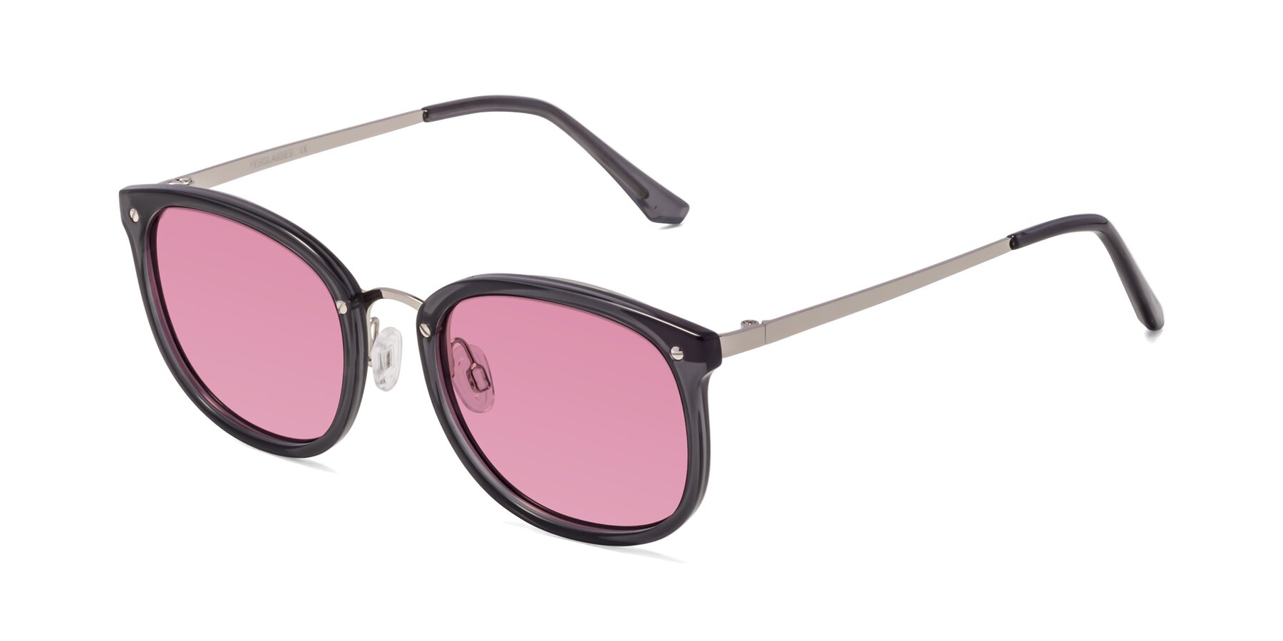 Angle of Timeless in Transparent Gray with Medium Wine Tinted Lenses