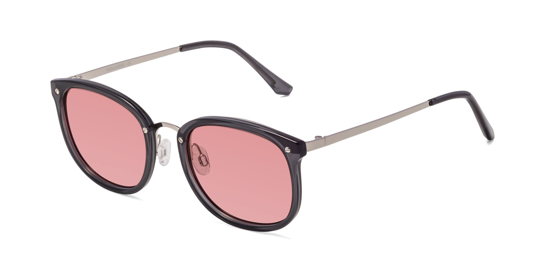 Angle of Timeless in Transparent Gray with Medium Garnet Tinted Lenses