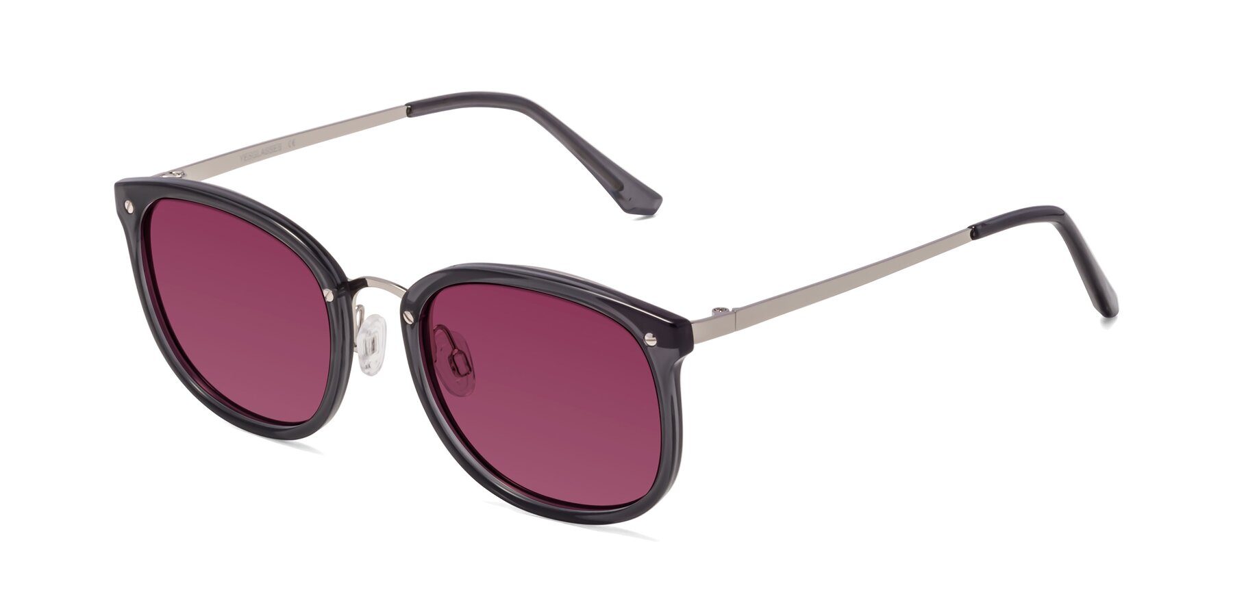 Angle of Timeless in Transparent Gray with Wine Tinted Lenses