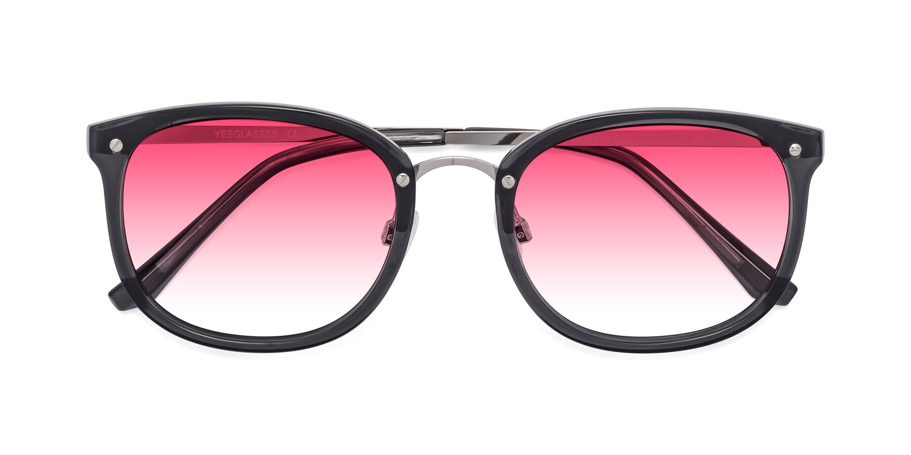 Folded Front of Timeless in Transparent Gray with Pink Gradient Lenses