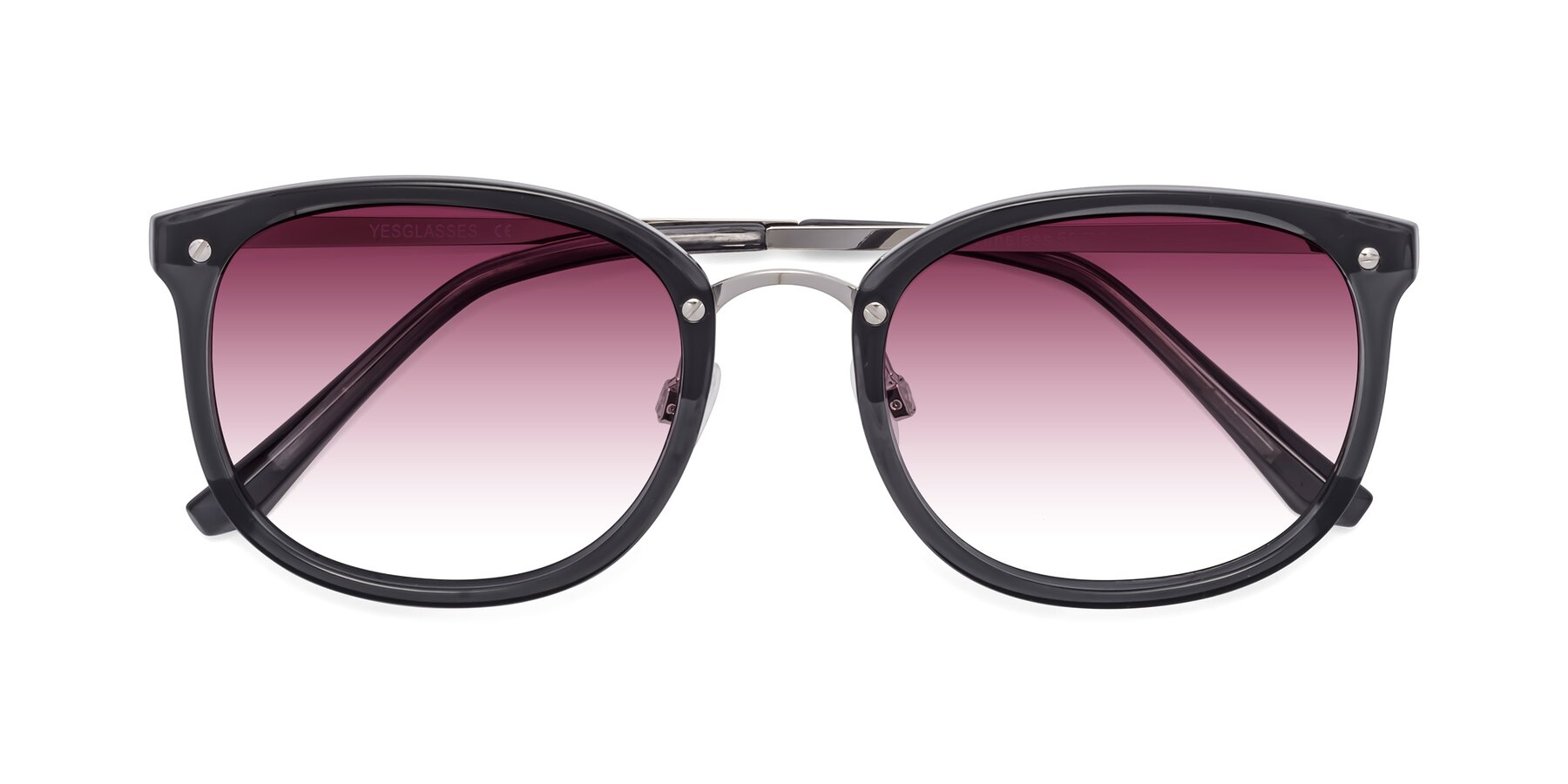 Folded Front of Timeless in Transparent Gray with Wine Gradient Lenses