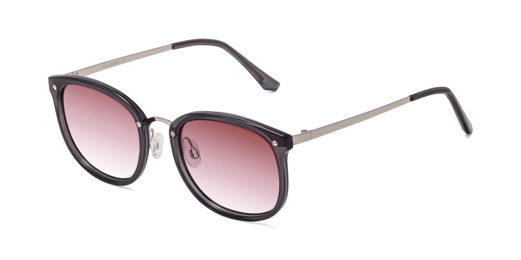 Angle of Timeless in Transparent Gray with Garnet Gradient Lenses