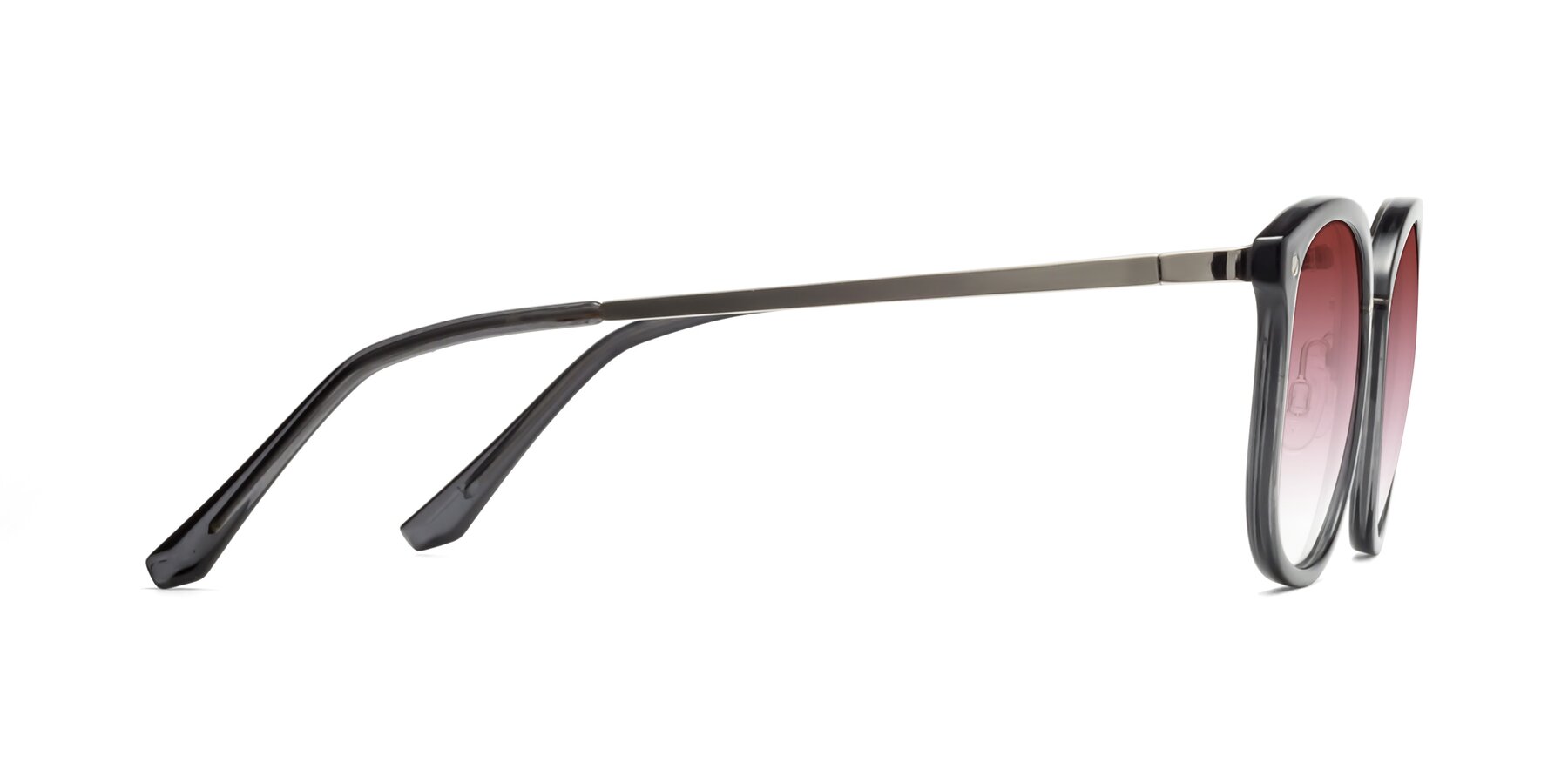 Side of Timeless in Transparent Gray with Garnet Gradient Lenses