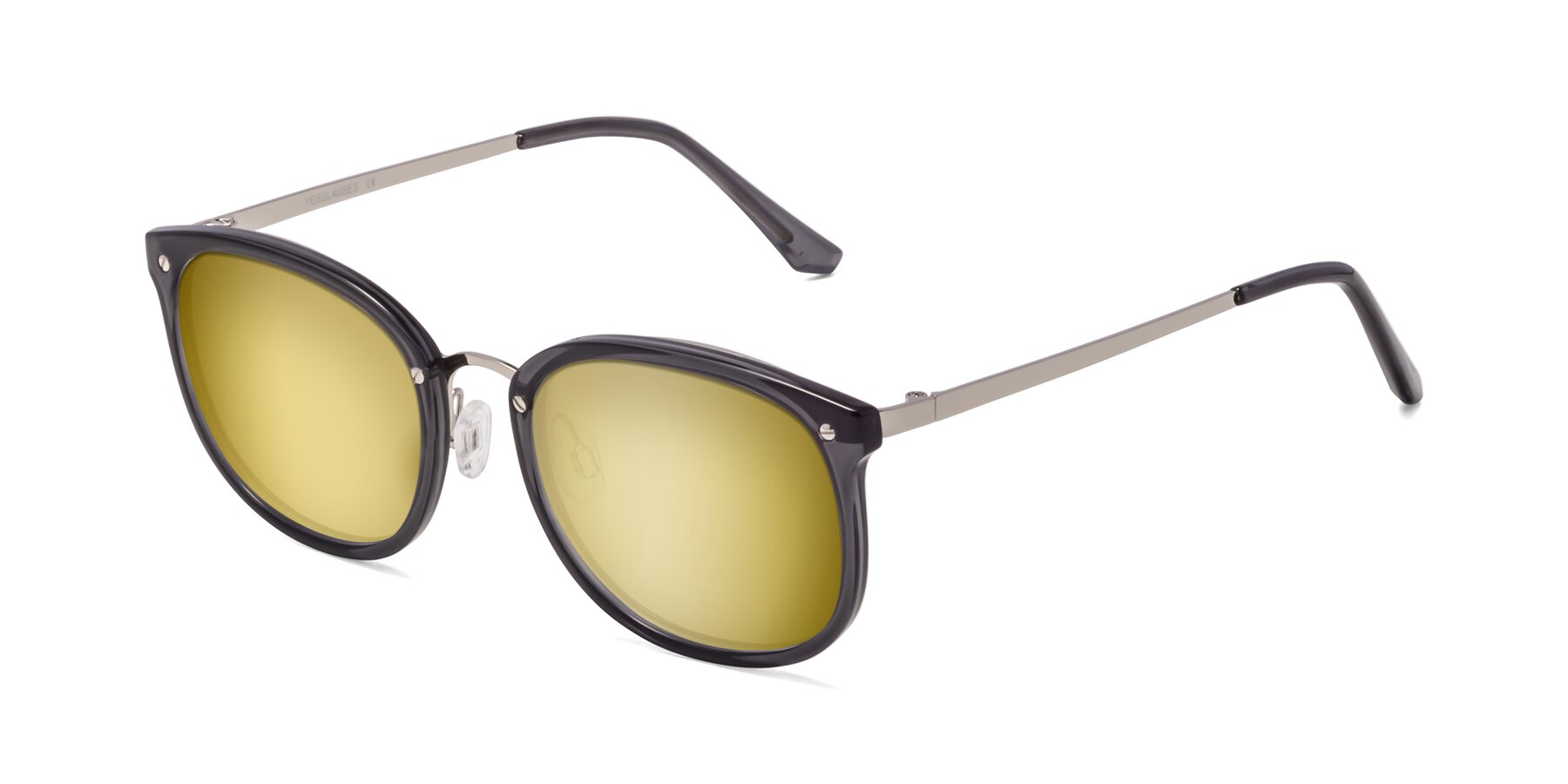 Angle of Timeless in Transparent Gray with Gold Mirrored Lenses