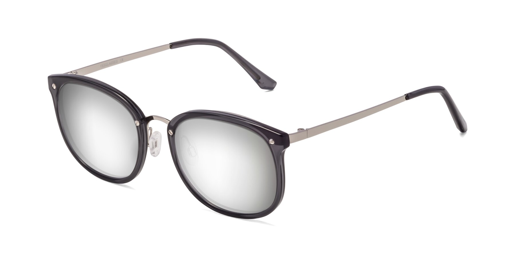 Angle of Timeless in Transparent Gray with Silver Mirrored Lenses