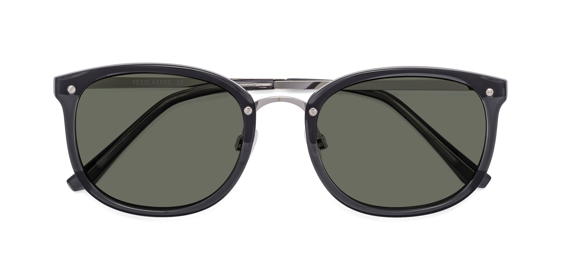Folded Front of Timeless in Transparent Gray with Gray Polarized Lenses