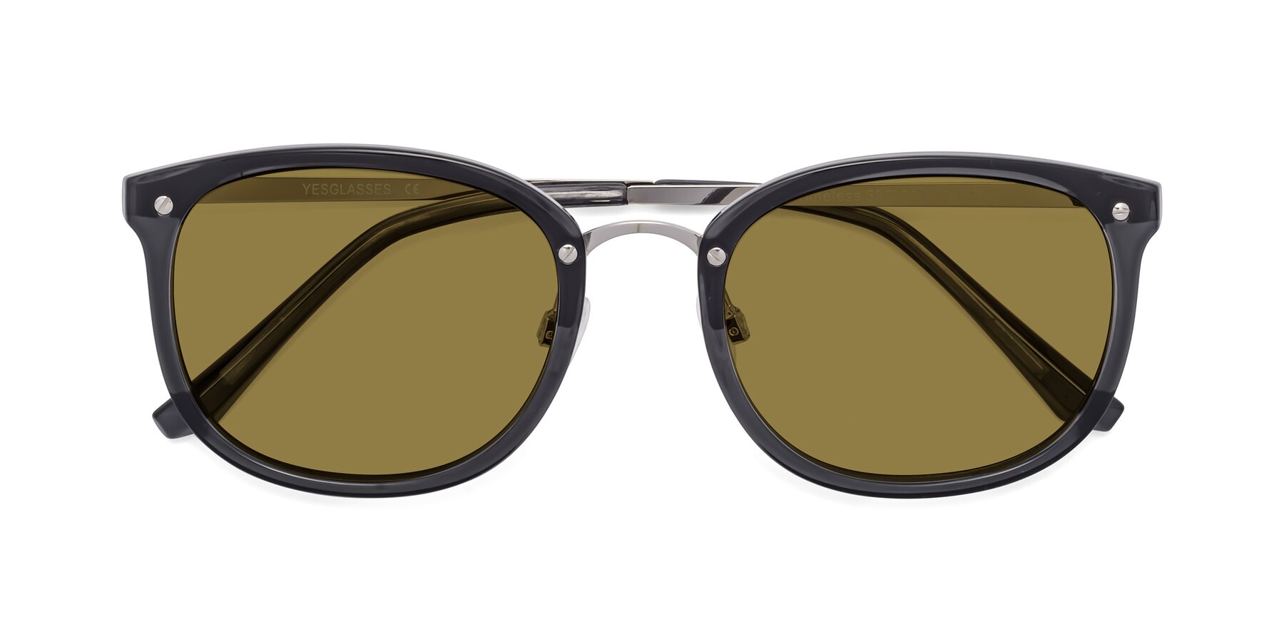Folded Front of Timeless in Transparent Gray with Brown Polarized Lenses