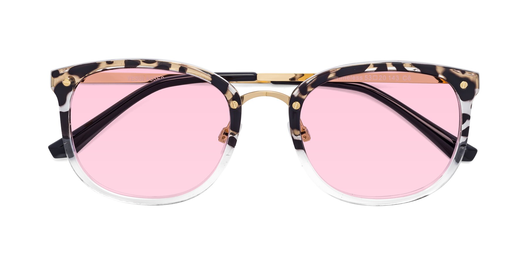 Folded Front of Timeless in Leopard-Print with Light Pink Tinted Lenses